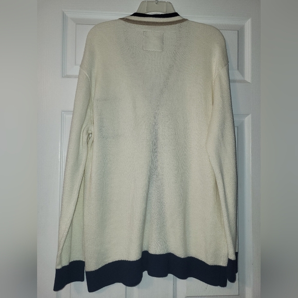 Hollister Collegiate Style Cardigan Size Medium Cream Blue Preppy Retro - Picture 5 of 10